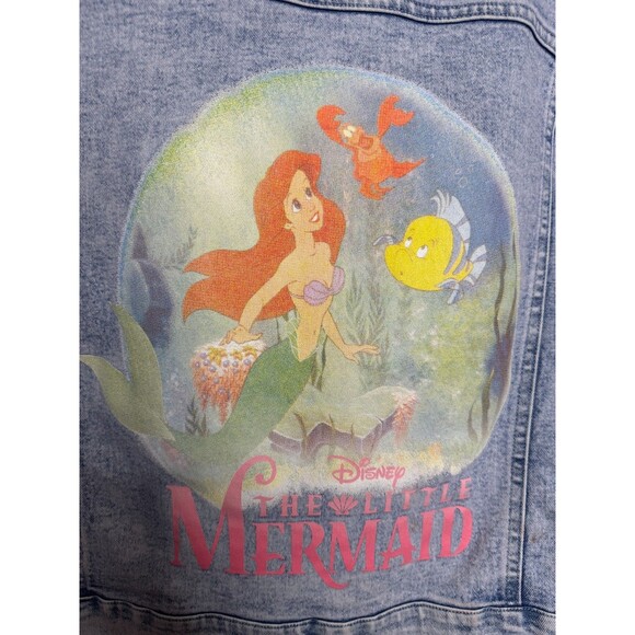 Disney Princess Girls Large Jean Jacket The Little Mermaid Ariel Denim Button Up - Picture 10 of 11